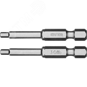 Биты ''X-DRIVE'' торсионные кованые, обточенные, 26127-3-50-2, Cr-Mo сталь, тип хвостовика E 1/4'', HEX3, 50мм, 2шт - фото 1