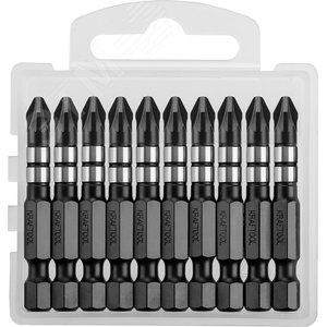 Изображение товара Биты Impact Pro, Pozidriv, тип хвостовика E 1/4'', PZ2, 50мм, 10шт, в пластиковом боксе (набор)