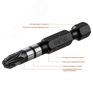 Биты Impact Pro, Pozidriv, тип хвостовика E 1/4'', PZ3, 50мм, 10шт, в пластиковом боксе - фото 4