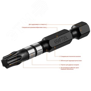 Биты Impact Pro, TORX, тип хвостовика E 1/4'', TX30, 50мм, 10шт, в пластиковом боксе - фото 4
