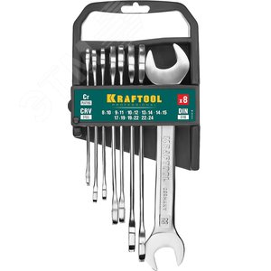 Набор рожковых гаечных ключей 8 шт, 8 - 24 мм - фото 2