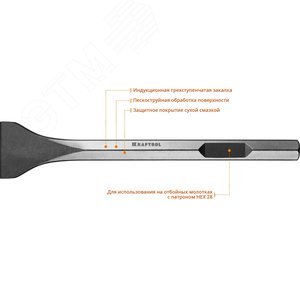 Зубило лопаточное 75x400 мм ALLIGATOR HEX 28 - фото 2