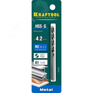 Сверло по металлу 4.2х75мм, HSS-G, сталь М2(S6-5-2) - фото 2