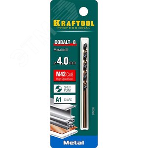 Сверло по металлу COBALT 4х75мм, HSS-Co(8%) , сталь М42(S2-10-1-8) - фото 2