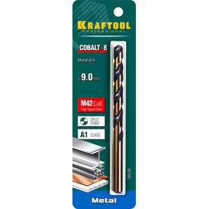 Сверло по металлу COBALT 9х125мм, HSS-Co(8%) , сталь М42(S2-10-1-8) - фото 2
