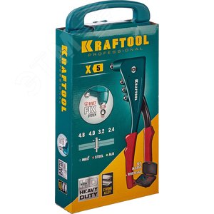 Литой заклепочник в кейсе, удержание заклепки, 2.4 - 4.8 мм, X-5F - фото 2