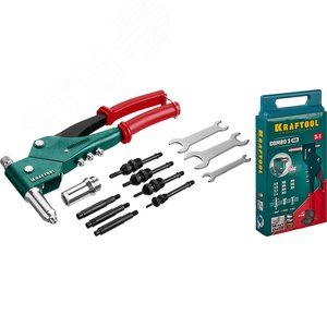 Изображение товара Комбинированный поворотный заклепочник 360 град. в кейсе, 3 вида заклёпок, Combo3-M6 (шт)