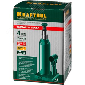 Двухштоковый бутылочный домкрат с увеличенным подъемом DOUBLE RAM 4т 170-420мм - фото 2