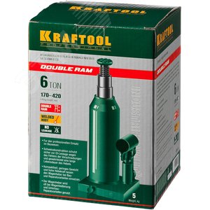 Двухштоковый бутылочный домкрат с увеличенным подъемом DOUBLE RAM 6т 170-420мм - фото 2