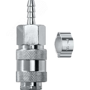 Изображение товара Переходник штуцер ''елочка'' 6 мм - рапид муфта, с хомутом (шт)