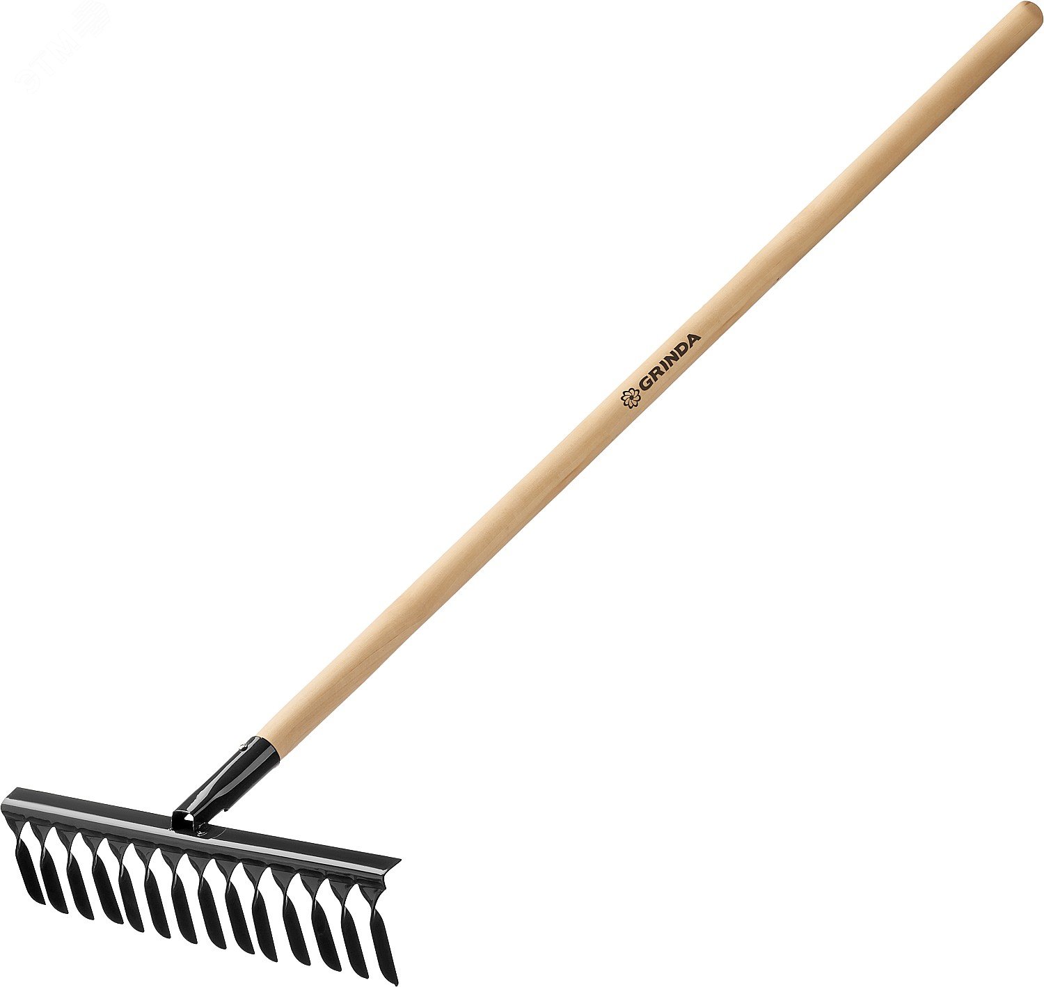 Изображение товара Грабли садовые 445x95x1300 мм с 14 витыми зубьями деревянным черенком