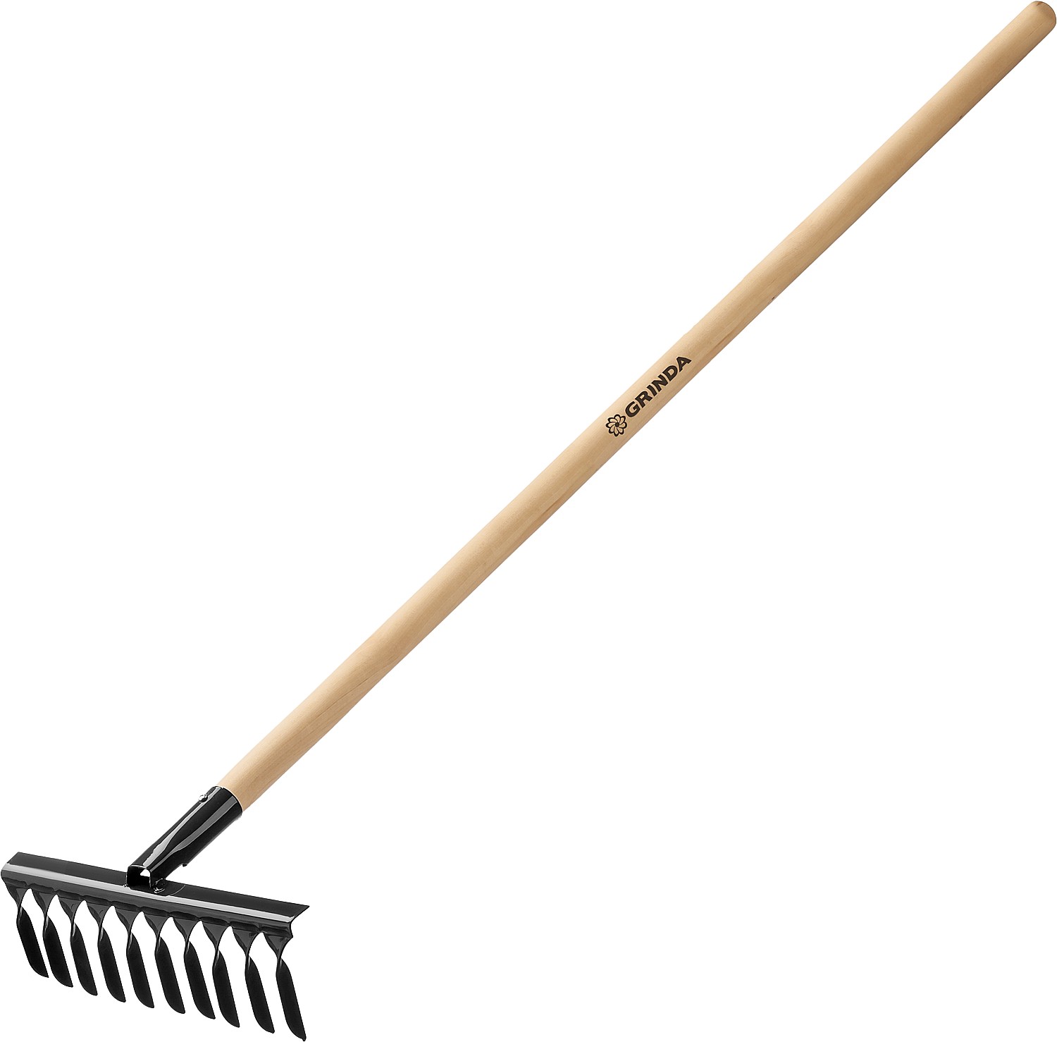 Грабли садовые 320х95х1300 мм, 10 витых зубьев, с деревянным черенком