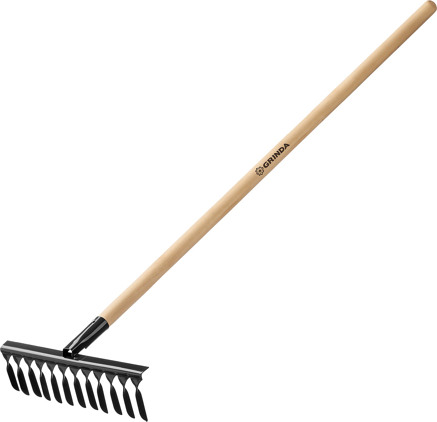 Грабли садовые 385х95х1300 мм, 12 витых зубьев, с деревянным черенком