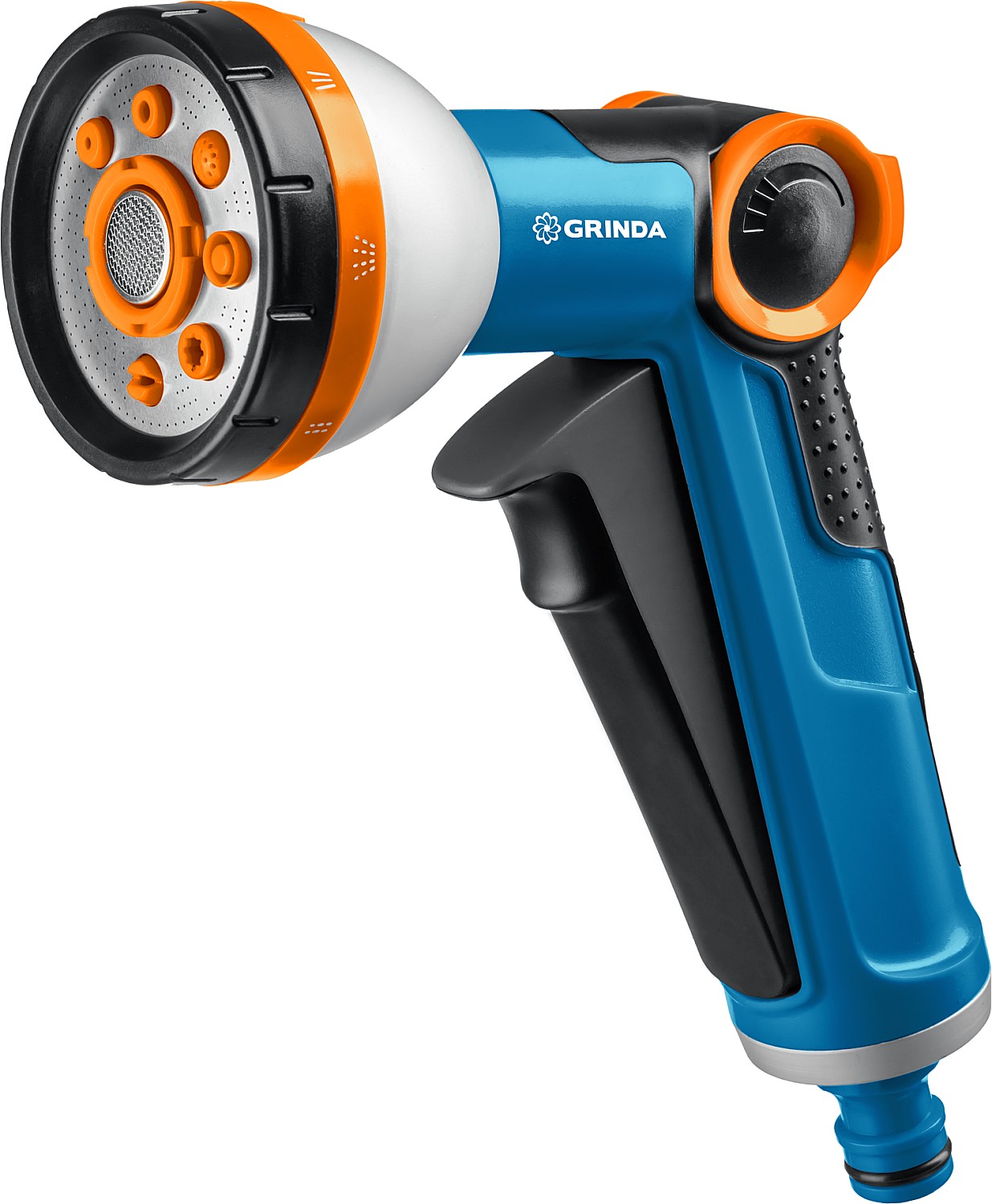 Пистолет поливочный PROLine X-8 с регулятором напора, 8 режимов, курок спереди, двухкомпонентный