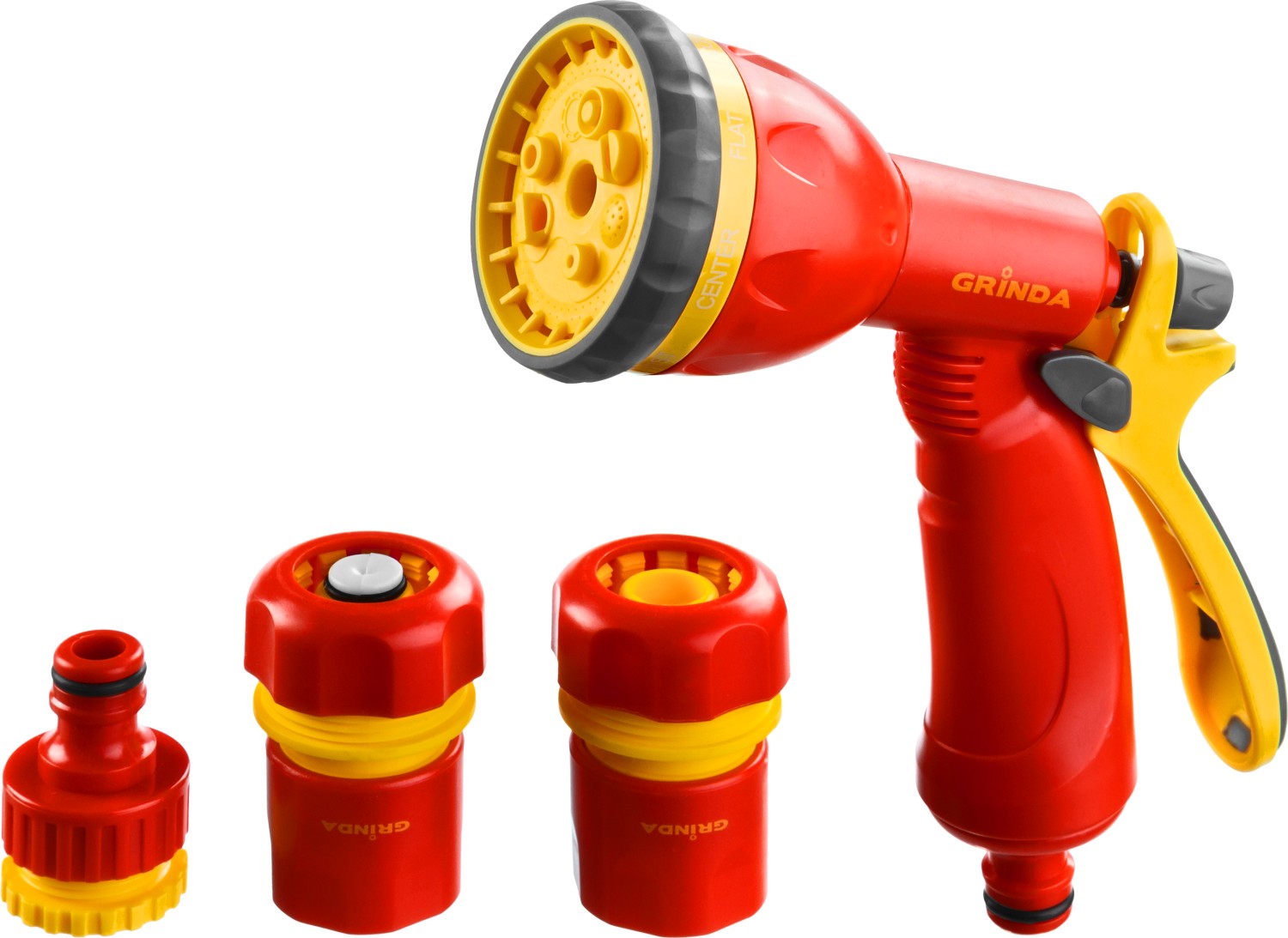 Поливочный набор GS-12 пластиковый: пистолет с 8 режимами, комплект соединительной арматуры 1/2''