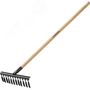 Грабли садовые 385х95х1300 мм, 12 витых зубьев, с деревянным черенком - фото 1