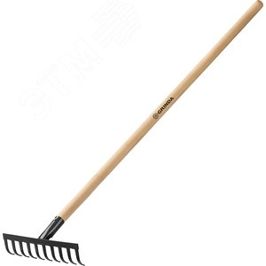 Изображение товара Грабли садовые 260х80х1300 мм, 10 прямых зубьев, с деревянным черенком (шт)