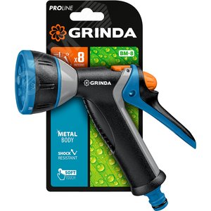 Пистолет поливочный PROLine BM-8, 8 режимов, курок сзади, металлический с TPR - фото 2