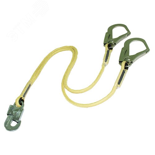Изображение товара Огнеупорный двойной строп из веревки 2 м с карабинами для сварщиков и кровельщиков