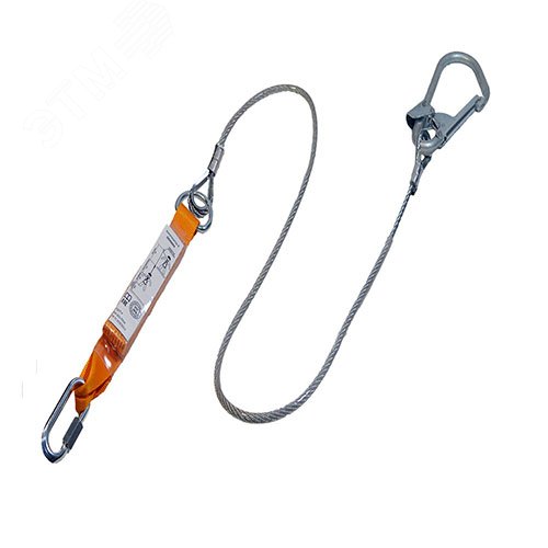 Изображение товара Строп аБ+Кс (исп. 3) - мет. трос в ПВХ, 1, 5 м, с амортизатором и карабином