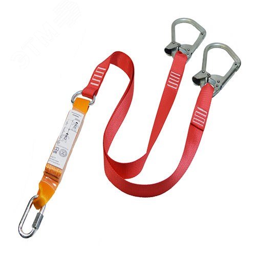 Изображение товара Строп аАд+Кс исп.3 - Двойной строп из ленты с амортизатором, с двумя большими монтажным и соединительным карабином (шт)