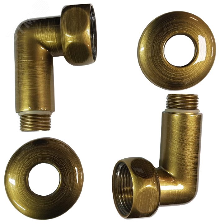 Изображение товара Комплект соединений для полотенцесушителя прямой гайка/штуцер 3/4'х3/4' состаренная бронза (компл)