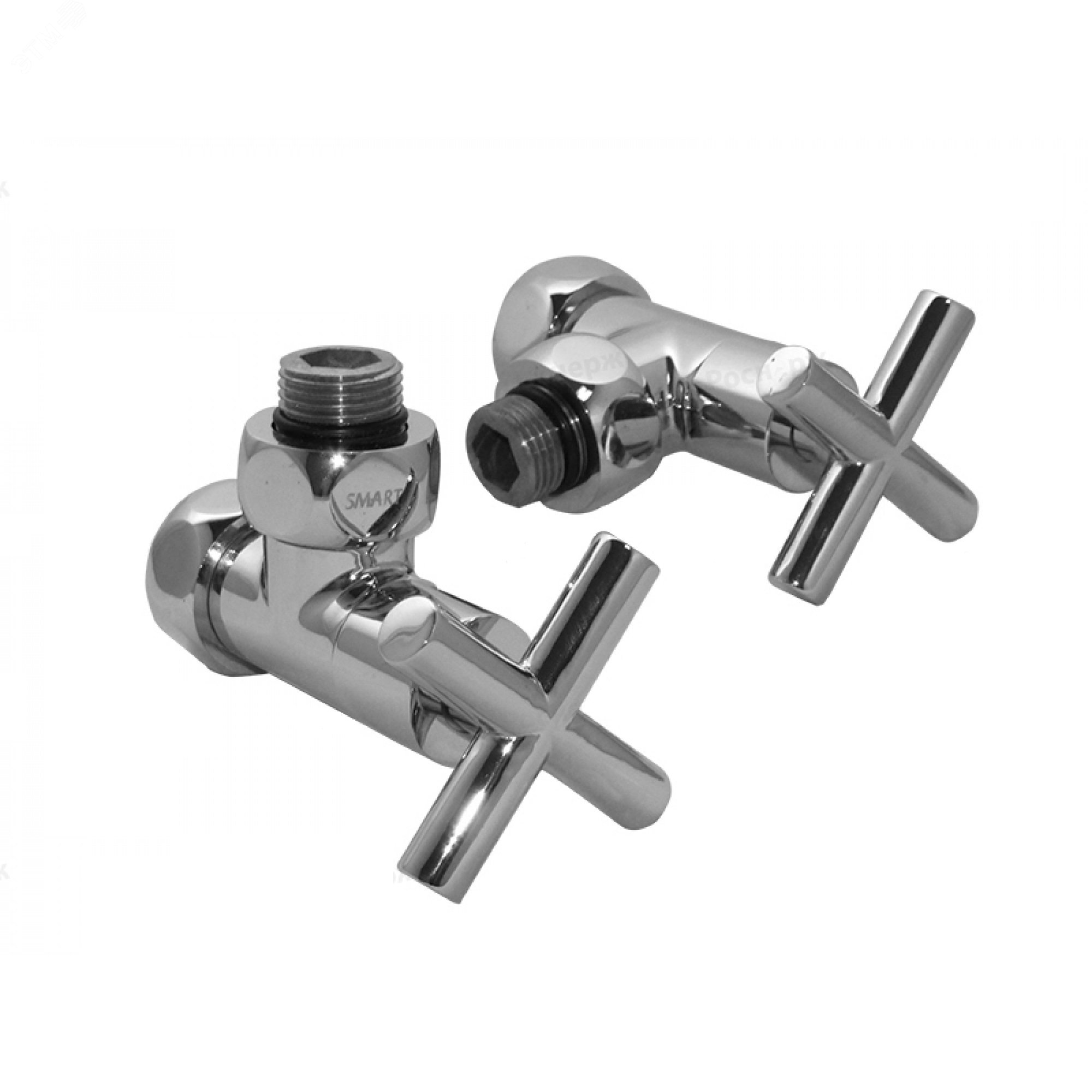 Изображение товара Комплект вентилей для полотенцесушителя угловой с крестовой ручкой бронза