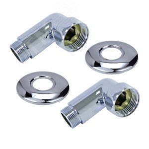 Изображение товара Комплект соединений для полотенцесушителя угловой гайка/штуцер 1'х1/2' хром (компл)