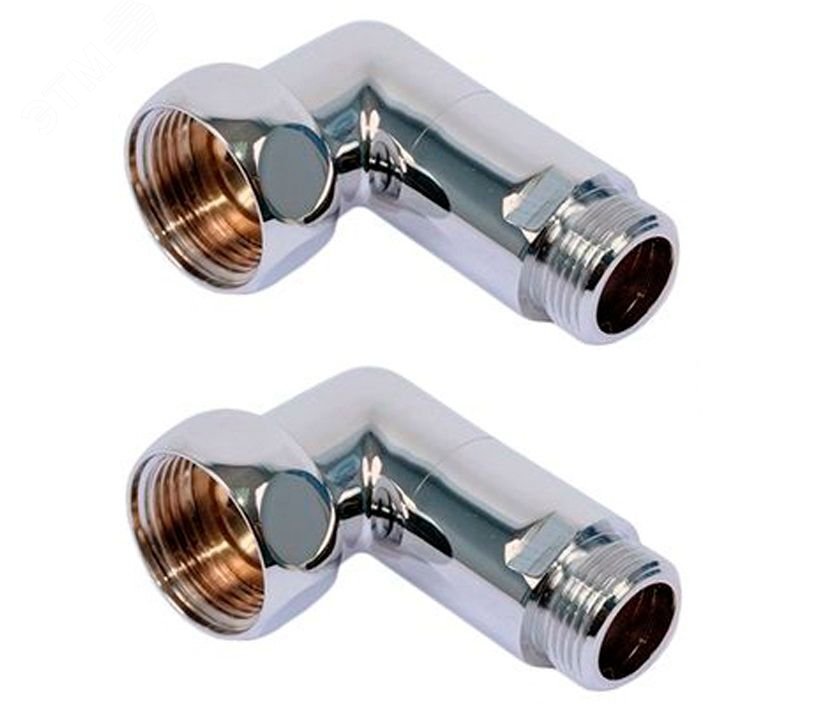 Изображение товара Комплект соединений для полотенцесушителя угловой гайка/штуцер 1'х1' хром