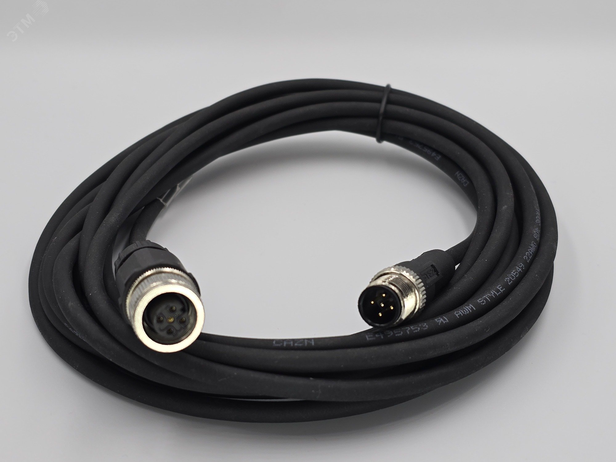 Изображение товара Кабель M12, кодировка 5A, гнездовой штыревой, 5000 мм, прямой, полиуретан, черный (шт)