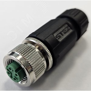 Изображение товара Разъем М12, 4D, гнездовой, пайка, пластиковый, прямой, резьба PG7, кабельная часть (шт)
