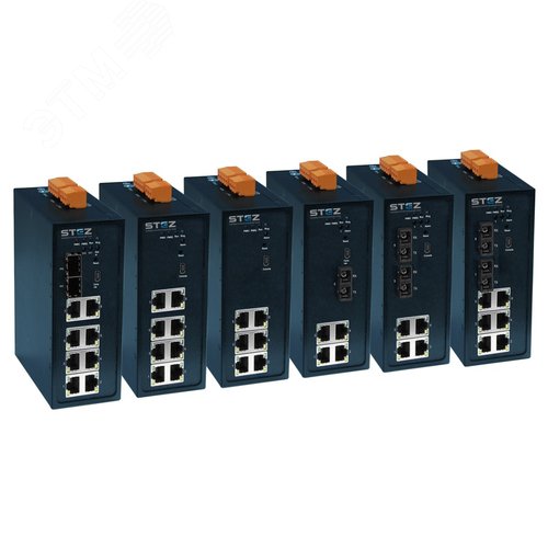 Изображение товара Коммутатор промышленный управляемый PoE DIN 8 портов 10/100/1000 Мбит/с RJ45 PoE 4 порта 1000 Мбит/с SFP 48VDC резервированное питание STEZ3308G-4GSFP-POE (шт)