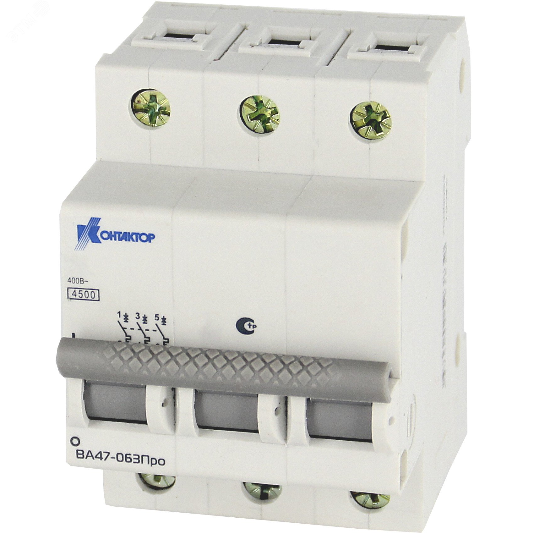 Изображение товара Трехполюсный автоматический выключатель ВА47-063Про 20A 4.5kA для монтажа на DIN-рейку