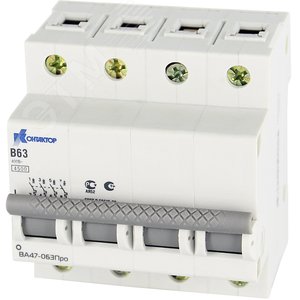Изображение товара Выключатель автоматический четырехполюсный 63А В ВА47-063Про 4.5kA (шт)