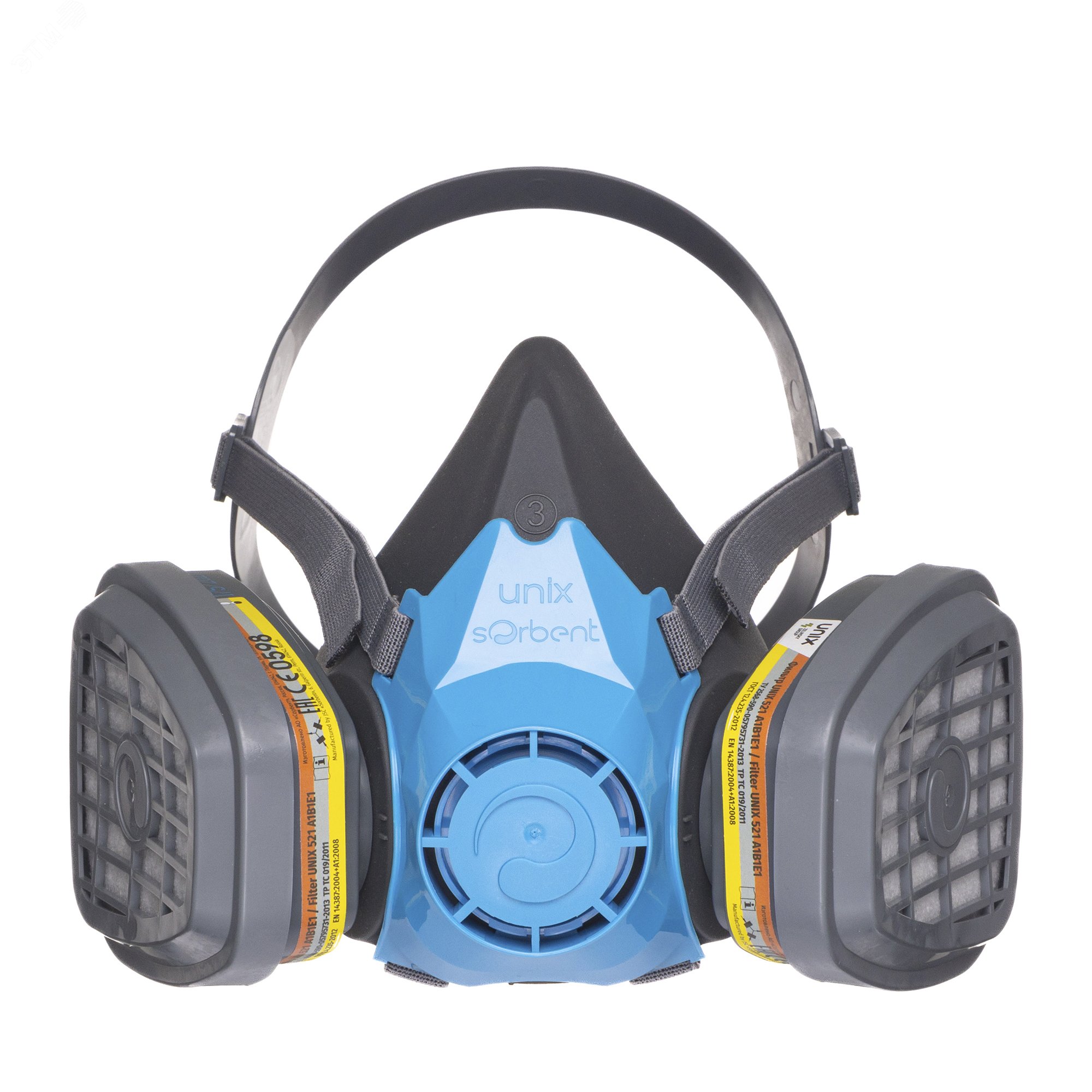 Изображение товара Респиратор UNIX 1100 А1В1Е1 с фильтрами и предфильтрами, Россия
