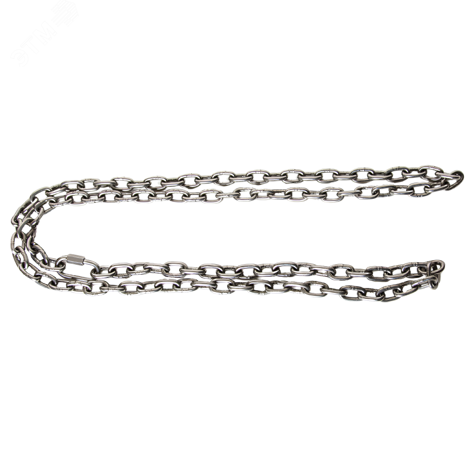 Изображение товара Подъемная цепь, d=4мм с карабином материал нержавеющая сталь AISI304 6 м. Грузоподъемность 320 кг (шт)