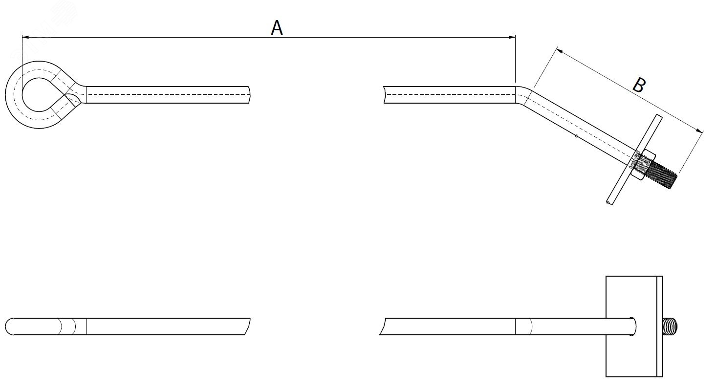 Изображение товара Болт анкерный для крепления троса-оттяжки модел SH700R - прочное крепление из стали