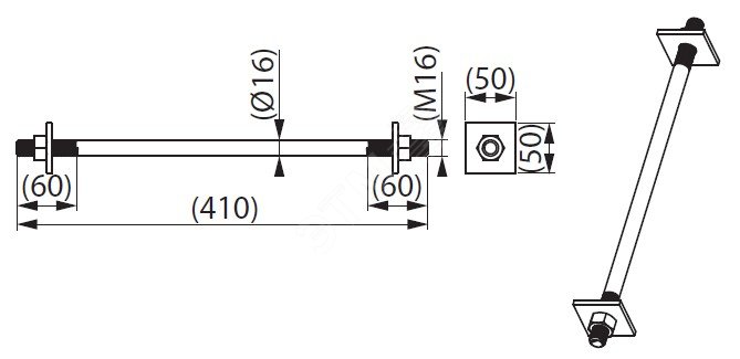 Изображение товара Шпилька для крепления анкерной плиты П-3 к деревянным стойкам из горячеоцинкованной стали