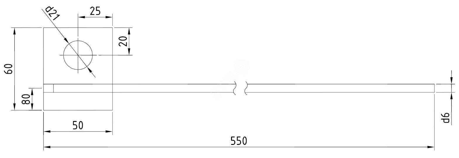 Изображение товара Проводник заземляющий d6 мм, L=550 мм от ЭНЕРВИК