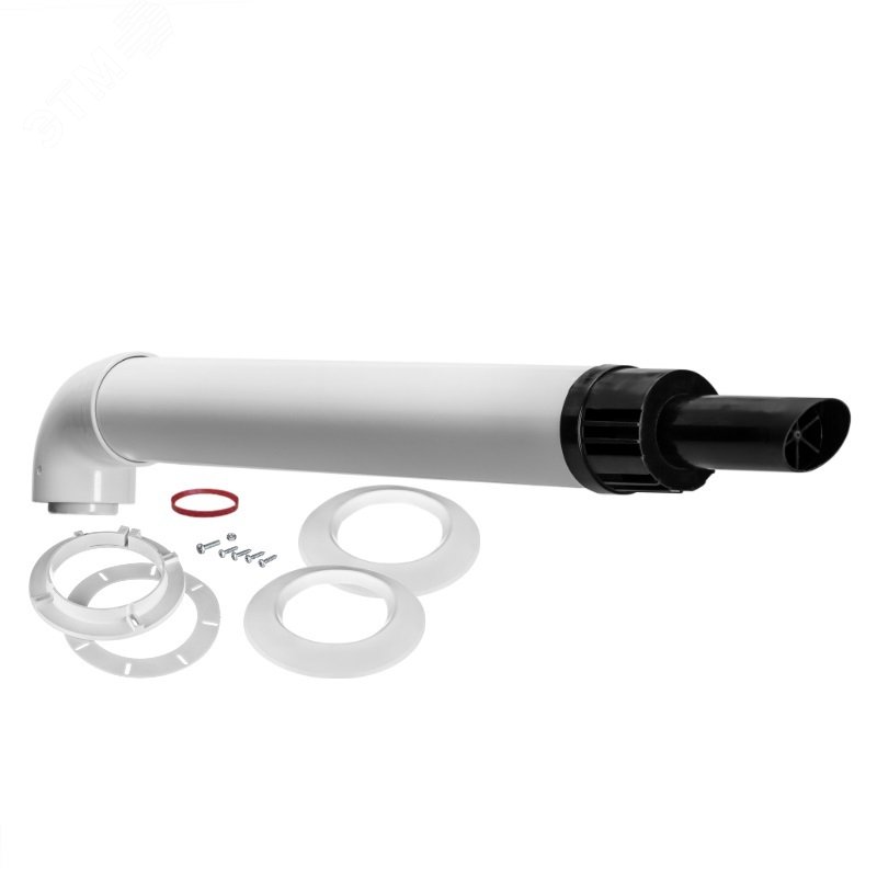 Изображение товара Дымоход коаксиальный d 60/100 мм L 1000 мм с хомутом, фланцем и втулкой антиобледенительное исполнение (шт)