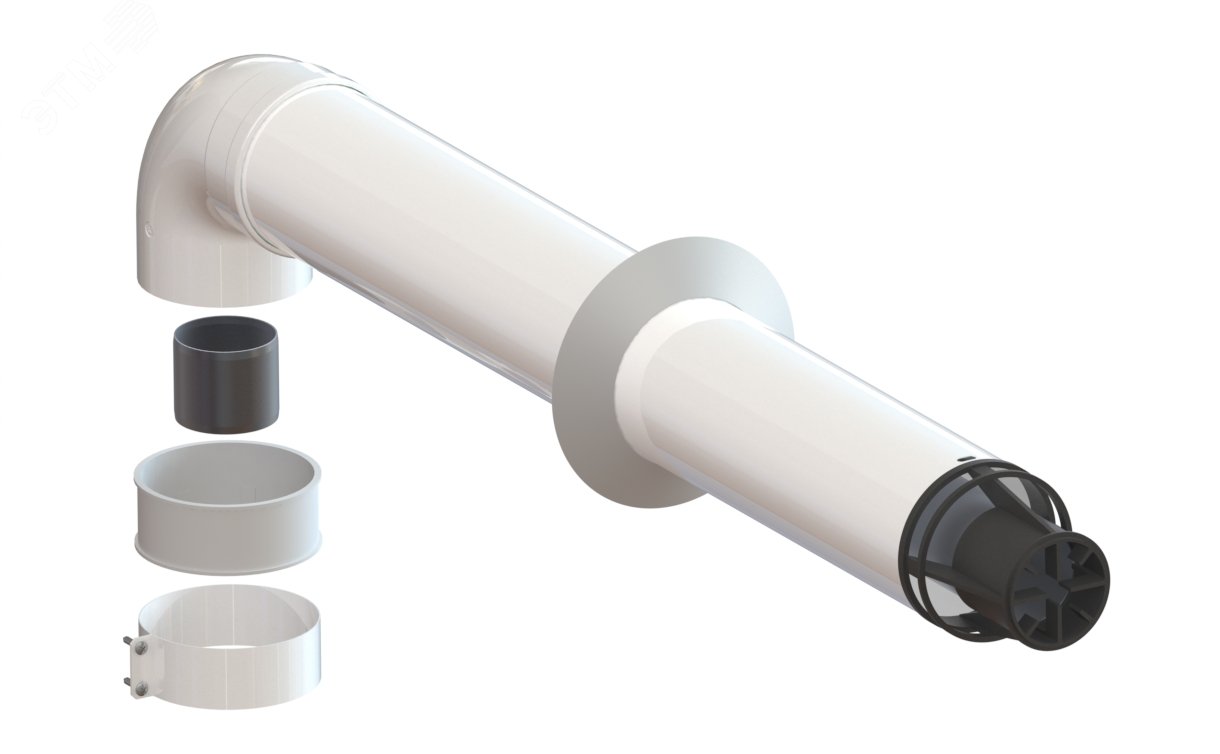 Изображение товара Дымоход коаксиальный 60/100 мм L 850 мм с хомутом и втулкой (шт)