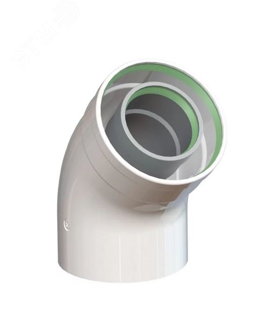 Изображение товара Отвод 45 град коаксиальный d 60/100 мм (шт)