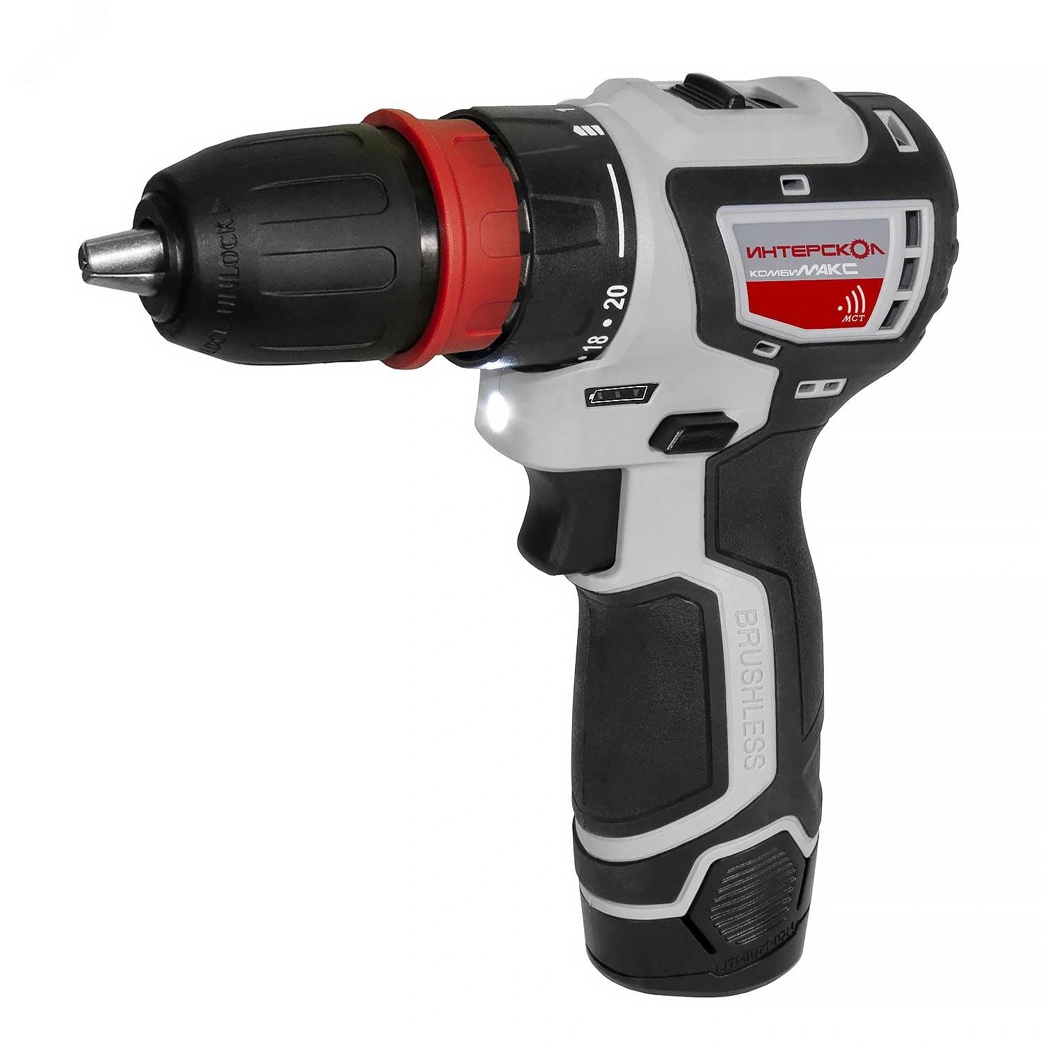 Изображение товара Аккумуляторный шуруповерт бесщеточный ДА-10/12В 36 КомбиМАКС с двумя аккумуляторами и насадками