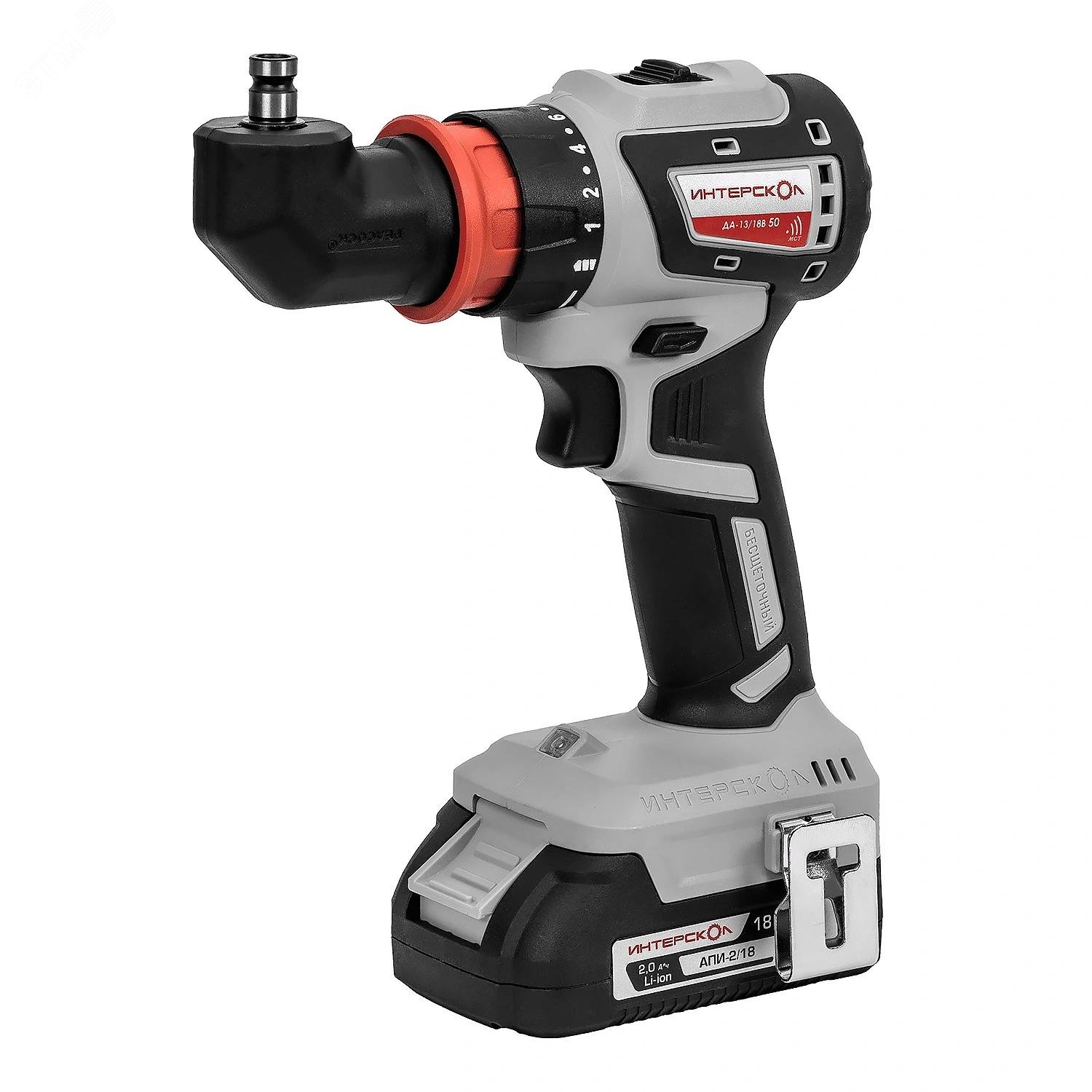 Изображение товара Дрель-шуруповерт бесщеточная аккумуляторная да-13/18в 50 апи интерскол комплект 2 аккум
