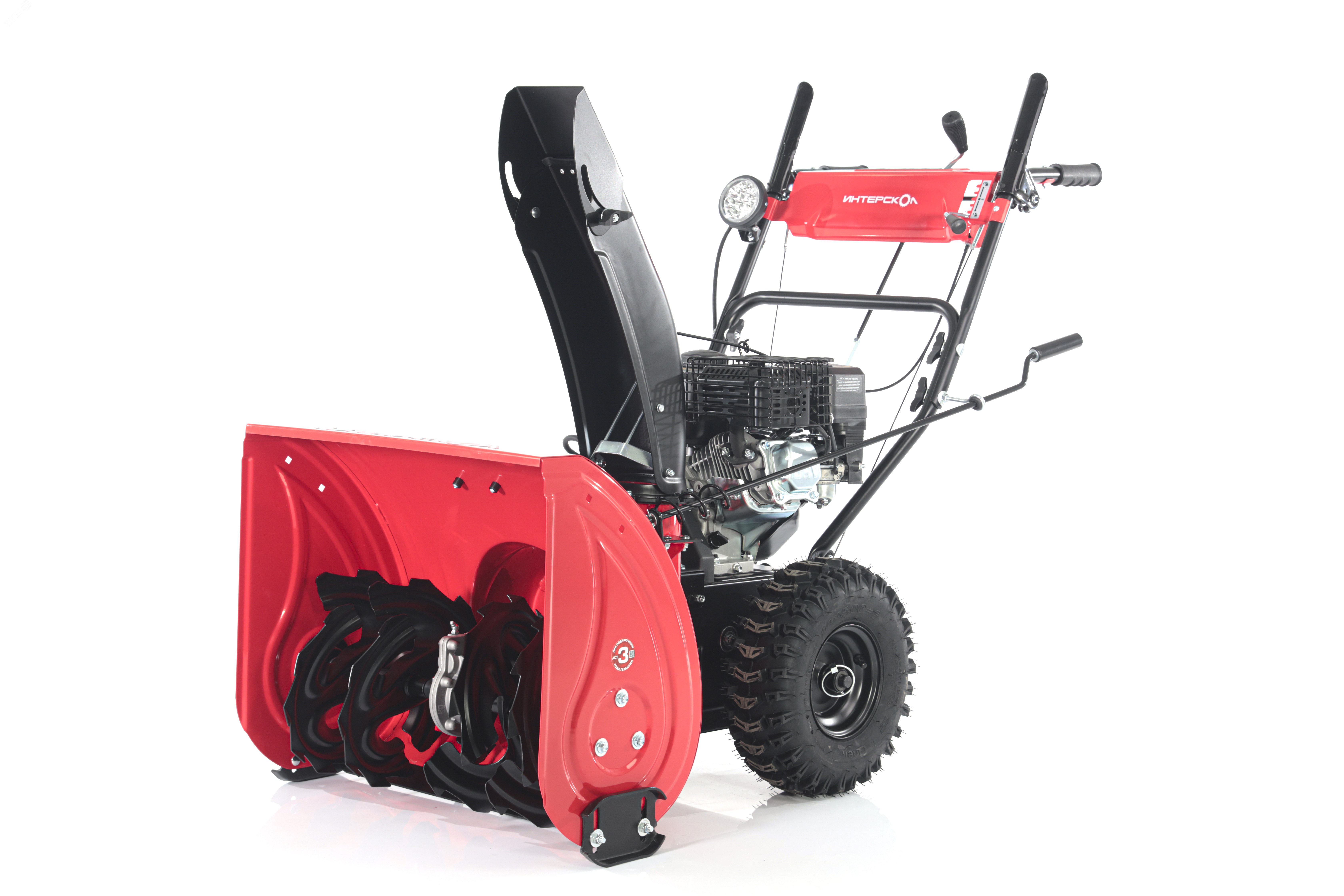 Изображение товара Бензиновый снегоуборщик СМБ-61/9ЭФ Интерскол мощный снегометатель с светодиодной фарой