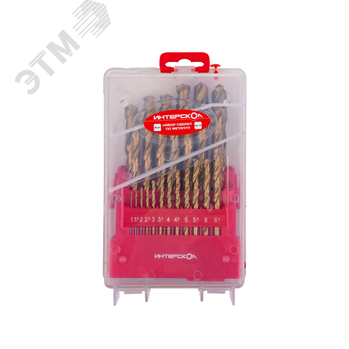 Изображение товара Набор сверел по металлу из быстрорежущей стали HSS-TiN 25 шт (шт)