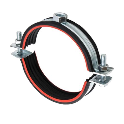 Хомут высокой нагрузки Mayer д/труб 3' (88-94 мм) 2,5X25 гайка М12 и уплотн. с красной полосой