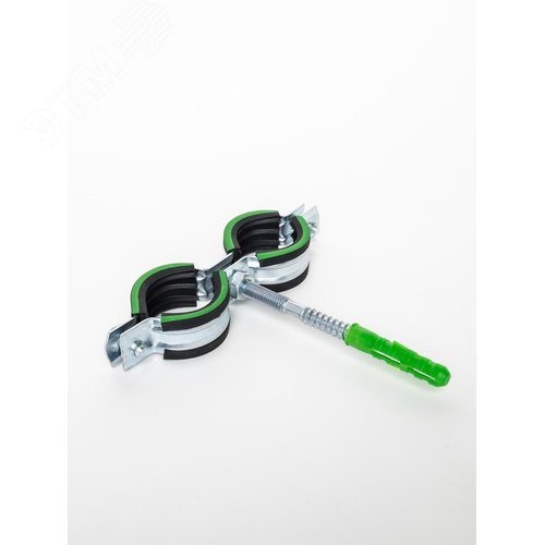 Хомут двойной сантехнический Mayer со шпилькой 8х80 и дюбелем д/труб 3/4' (25-28мм)гайкаМ8 - фото 1