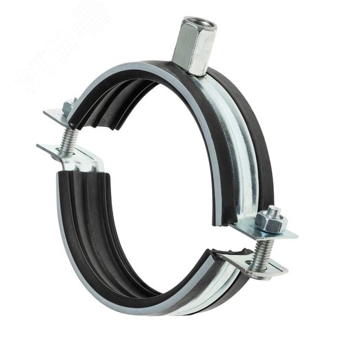 Хомут вентиляционный MAYER 710 - с резиновым уплотнителем, центр.гайка комби М8/М10, боковой крепеж болт 8*25, гайка М8 - фото 1