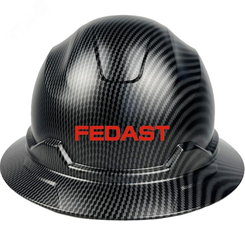 Изображение товара Защитная строительная каска Fedast черная 53-63 см пластик храповый механизм